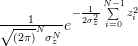 \frac{1}{\sqrt{(2\pi)}^{N}\sigma^{N}_{z}}e^{-\frac{1}{2\sigma^{2}_{z}} \sum\limits_{i=0}^{N-1}z_{i}^{2}} 