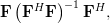 \mathbf{F}\left(\mathbf{F}^H\mathbf{F}\right)^{-1}\mathbf{F}^H,